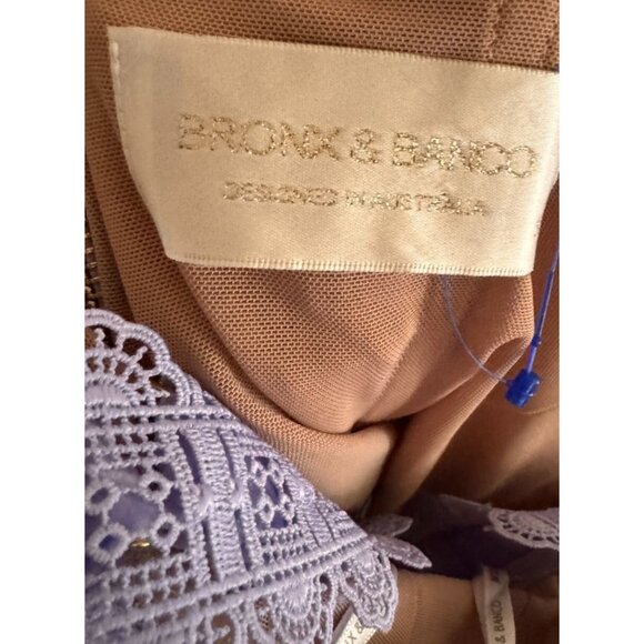 Bronx and Banco Eva Embroidered Floral Midi Dress purple S worn Harper bazaar - Picture 8 of 9